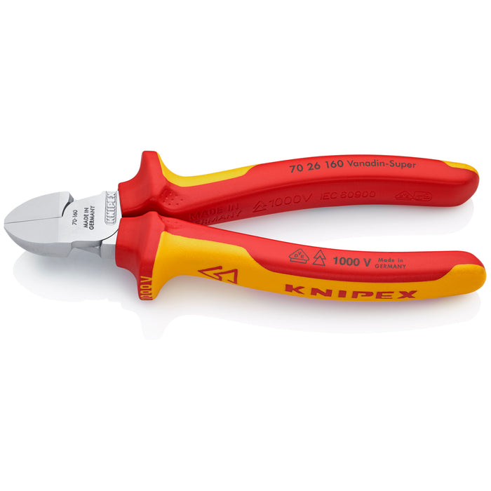 Knipex 70 26 160 6 1/4" Diagonal Cutters-1000V Insulated