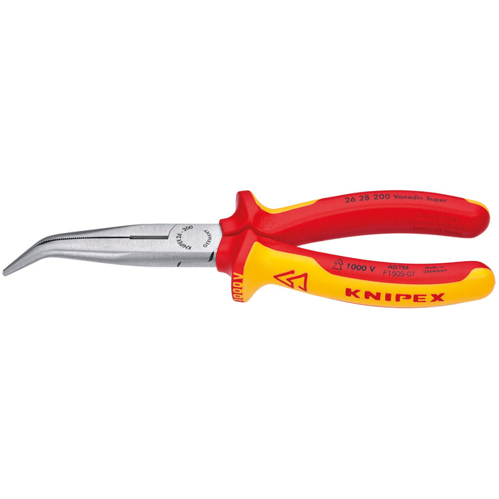 Knipex 26 28 200 SBA 8" Long Nose 40° Angled Pliers with Cutter-1000V Insulated