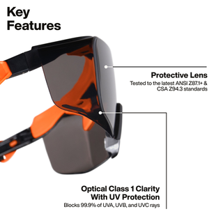 Klein Tools 03007 Over-The-Glasses Safety Glasses, Shaded Gray Lens