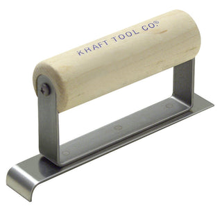 Kraft Tool CF114 6" x 1" 1/2" R Stainless Steel Narrow Edger with Wood Handle