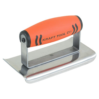 Kraft Tool CF167PFC 8" x 4" 3/8"R Stainless Steel Curved Ends Cement Edger with ProForm Handle