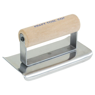 Kraft Tool CF167C 8" x 4" 3/8"R Stainless Steel Curved Ends Cement Edger with Wood Handle
