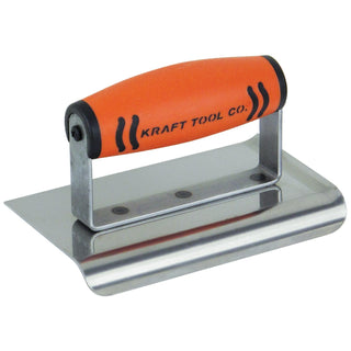 Kraft Tool CF173PFCF 6" x 4" 3/8"R Stainless Steel Curved End Cement Edger with ProForm Handle
