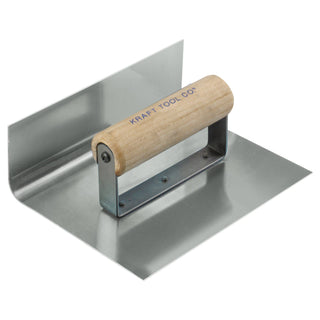 Kraft Tool CF248 6" x 6" 1/2"R Inside Curb & Sidewalk Tool with Wood Handle