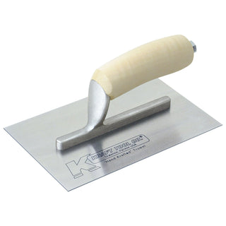 Kraft Tool PL409 6-1/2" x 5" Carbon Steel Midget Finishing Trowel with Camel Back Wood Handle