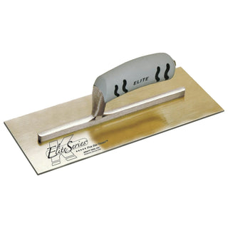 Kraft Tool PLE461PF Elite Series Five Star 13"x5" Golden Stainless Steel Plaster Trowel with ProForm Handle on a Short Shank