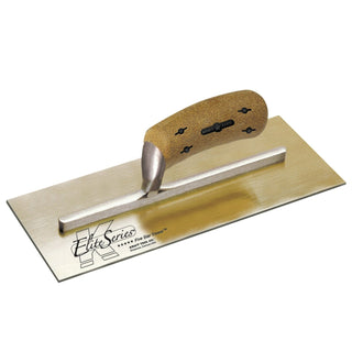 Kraft Tool PLE461K Elite Series Five Star 13"x5" Golden Stainless Steel Plaster Trowel with Cork Handle on a Short Shank