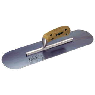 Kraft Tool CFE277BK Elite Series Five Star 14" x 4" Blue Steel Pool Trowel with Cork Handle on a Short Shank