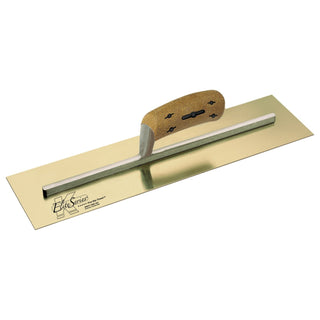 Kraft Tool CFE532K Elite Series Five Star 16" x 3" Golden Stainless Steel Cement Trowel with Cork Handle