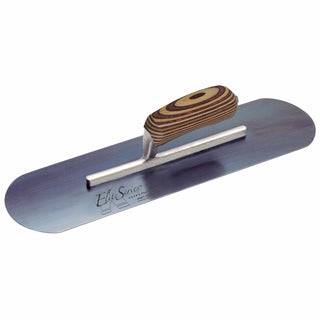 Kraft Tool CFE279BK Elite Series Five Star 16" x 4" Blue Steel Pool Trowel with Cork Handle on a Short Shank