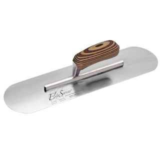 Kraft Tool CFE447 Elite Series Five Star 16" x 4" Carbon Steel Pool Trowel with Laminated Wood Handle on a Long Shank