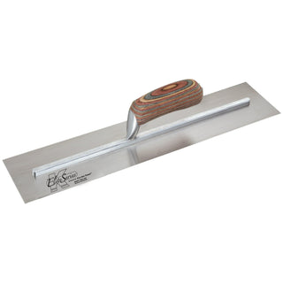 Kraft Tool CFE222 Elite Series Five Star 16" x 4" Carbon Steel Cement Trowel with Laminated Wood Handle