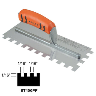 Superior Tile Cutter ST400PF 1/16" x 1/16" x 1/16" Square-Notch Trowel with ProForm Handle