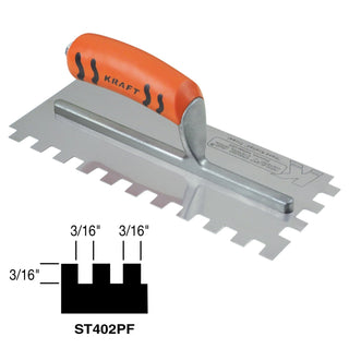 Superior Tile Cutter ST402PF 3/16" x 3/16" x 3/16" Square-Notch Trowel with ProForm Handle