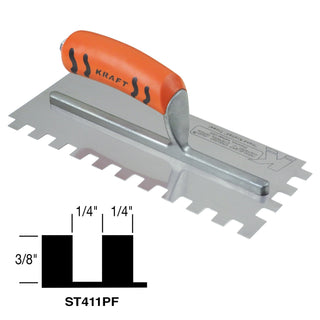 Superior Tile Cutter ST416PF 1/4" x 3/8" x 1/4" Square-Notch Trowel with ProForm Handle (16" x 4-1/2")