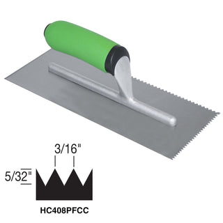 Kraft Tool HC408PFCC Hi-Craft 3/16" x 5/32" Sawtooth V-Notch Trowel with Soft Grip Handle