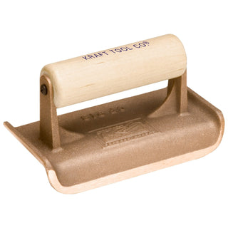 Kraft Tool CF318 6" x 3" 3/8"R Bronze Hand Edger with Wood Handle