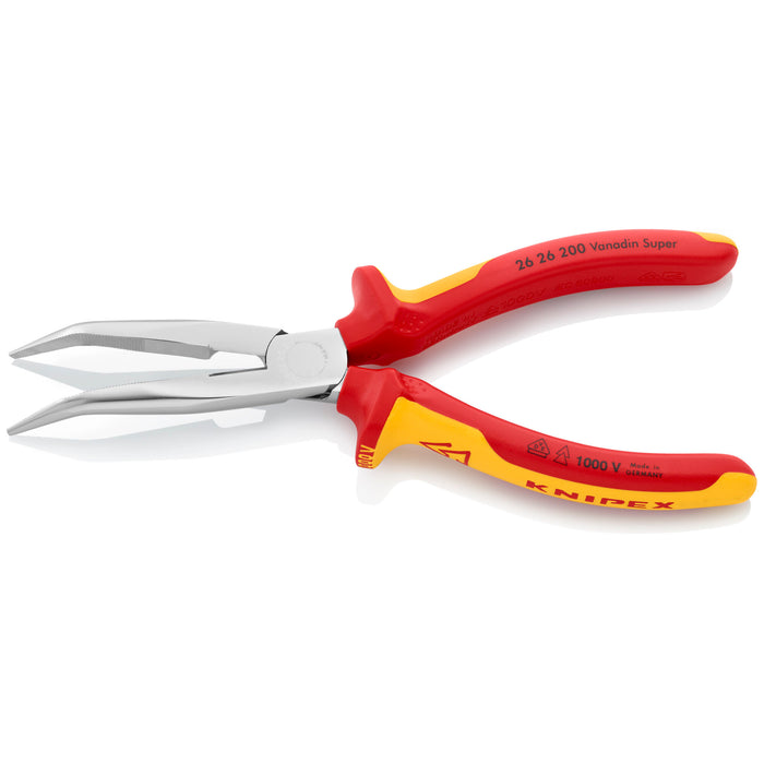 Knipex 26 26 200 8" Long Nose 40° Angled Pliers with Cutter-1000V Insulated