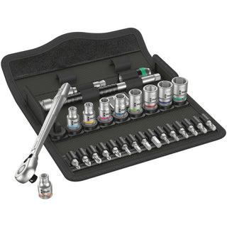 Wera 8100 SA 11 Zyklop Metal Ratchet Set with switch lever, 1/4" drive, imperial, 28 pieces