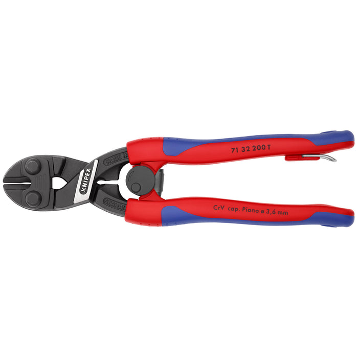 Knipex 71 32 200 T BKA 8" CoBolt® High Leverage Compact Bolt Cutter-Notched Blade-Tethered Attachment