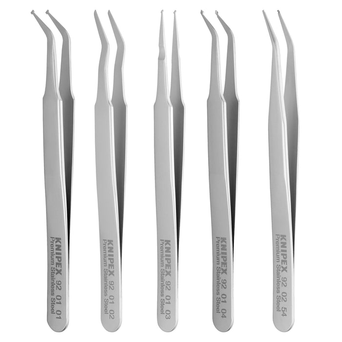 Knipex 92 00 03 5 Pc Stainless Steel Tweezers Set in Tool Roll-SMD