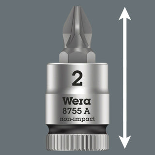 Wera 8755 A Pozidriv Zyklop bit socket, 1/4" drive, PZ 3 x 28 mm