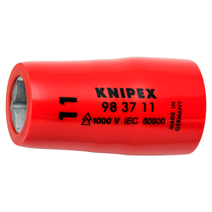 Knipex 98 37 11 3/8" Drive 11 mm Hex Socket-1000V Insulated