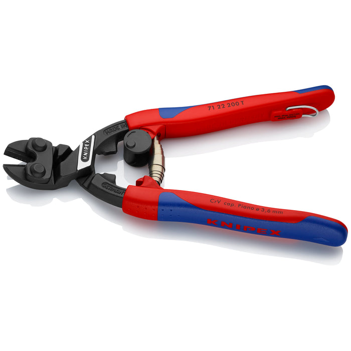 Knipex 71 22 200 T BKA 8" CoBolt® High Leverage 20° Angled Compact Bolt Cutters-Tethered Attachment