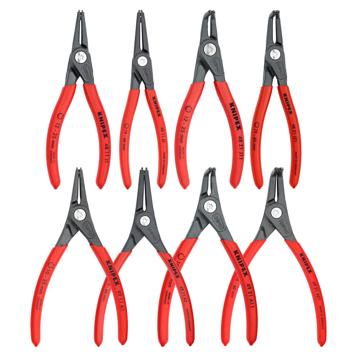 Knipex 00 21 25 8 Pc Precision Snap Ring Pliers Set in Case with Foam