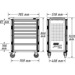 Hazet 179NXL-8-VW/243 Tool Trolley Assistent, 243 Tools