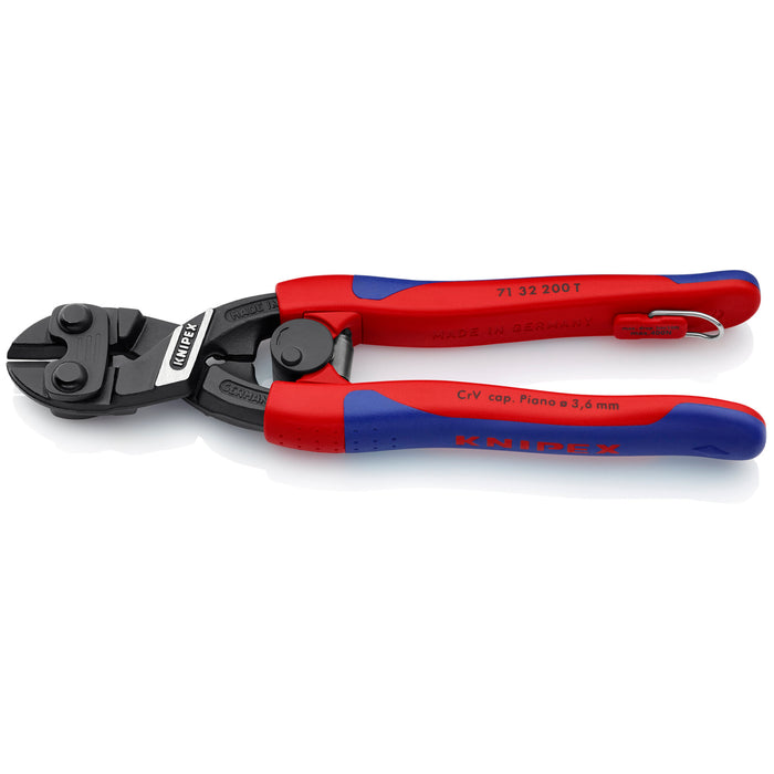 Knipex 71 32 200 T BKA 8" CoBolt® High Leverage Compact Bolt Cutter-Notched Blade-Tethered Attachment