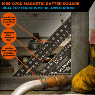 Johnson 1959-0700 7" Magnetic Johnny Square Professional Easy-Read Aluminum Rafter Square