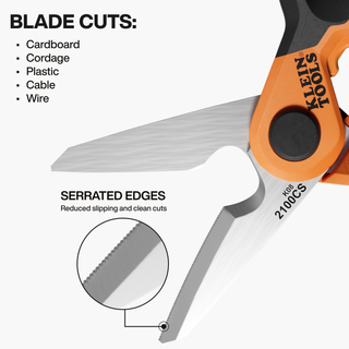 Klein Tools 2100CS Long Reach Cable Stripping Electrician Scissors, 7"