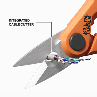 Klein Tools 2100FO Compact Cable Stripping Electrician Scissors, 6"