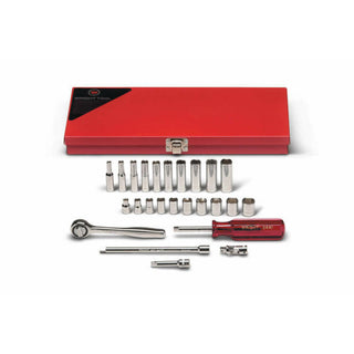 Wright Tool 224 1/4 Drive 25 Piece 6 Point Standard and Deep Metric Socket Set