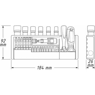 Hazet 2300SH-1 SmartHolder 1/4" Socket & Bit Set, 39 Pc.