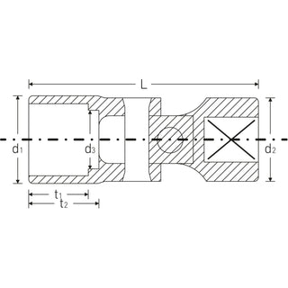 Stahlwille 02440038 47a 3/8" Uniflex Socket, 11/16"