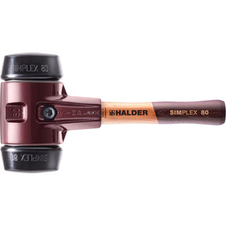 Halder 3002.082 Simplex Mallet with Black Rubber Inserts Cast Iron Housing and Wood Handle Short Handle