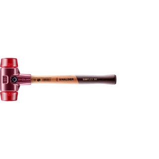 Halder 3006.050 Simplex Mallet with Red Acetate Plastic Inserts Cast Iron Housing and Wood Handle