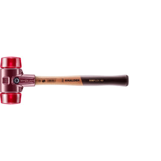 Halder 3006.060 Simplex Mallet with Red Acetate Plastic Inserts Cast Iron Housing and Wood Handle