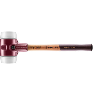 Halder 3007.080 Simplex Mallet with Superplastic Inserts Cast Iron Housing and Wood Handle