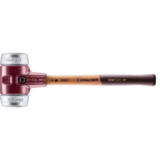 Halder 3009.080 Simplex Mallet with Aluminum Inserts, Cast Iron Housing and Wood Handle