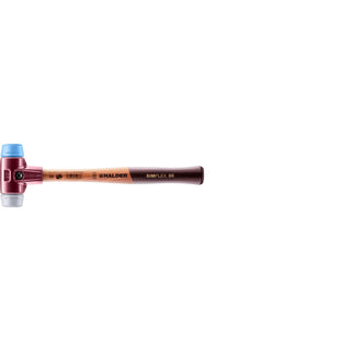 Halder 3013.030 Simplex Mallet with Soft Blue Rubber and Grey Rubber Inserts, Non-Marring/Cast Iron Housing and Wood Handle