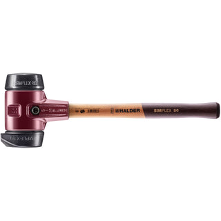 Halder 3022.280 Simplex Mallet with Black Rubber and STAND-UP Black Rubber Inserts / Cast Iron Housing and Wood Handle