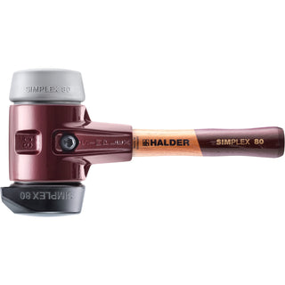 Halder 3023.282 Simplex Mallet with Grey Rubber (non-marring)  and STAND-UP Black Rubber Inserts / Cast Iron Housing and Wood Handle / SHORT HANDLE