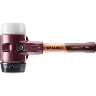 Halder 3027.082 Simplex Mallet with Black Rubber and Superplastic Inserts  / Cast Iron Housing and Wood Handle / SHORT HANDLE