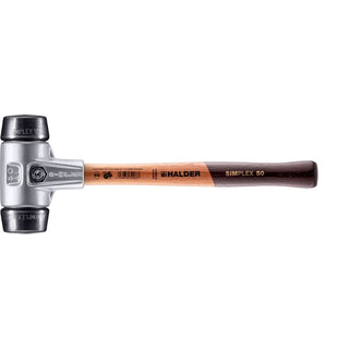 Halder 3102.050 Simplex Mallet with Black Rubber Inserts Lightweight Aluminum Housing and Wood Handle