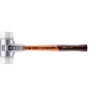 Halder 3107.050 Simplex Mallet with Superplastic Inserts Lightweight Aluminum Housing and Wood Handle