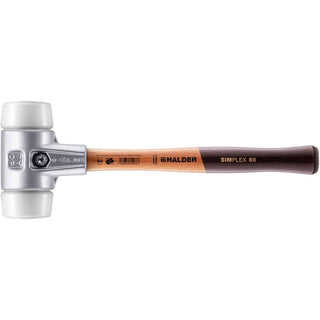 Halder 3107.060 Simplex Mallet with Superplastic Inserts Lightweight Aluminum Housing and Wood Handle