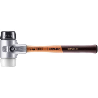 Halder 3127.060 Simplex Mallet with Black Rubber and Superplastic Inserts Lightweight Aluminum Housing and Wood Handle